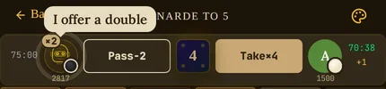 The engine doubles: “I offer a double”, and the answering side gets Pass −2 and Take ×4